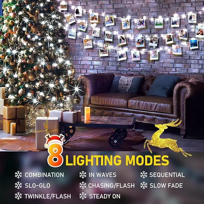 KNONEW Christmas String Lights Indoor Plug in,50FT 150LED Outdoor Waterproof Fairy Lights,8 Lighting Modes,Timer Memory Function for Bedroom Patio Balcony Party (Cool White) by GreenHaven Gardens