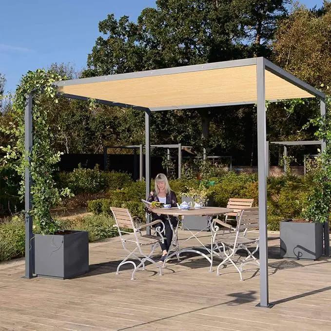 Eden's Decor Straight Flat-Edged Sun Shade Sail Rectangular 11' x 17' Beige UV-Blocking Outdoor Canopy Fabric Cloth Awning for Pergola Patio Garden Backyard Custom Size by GreenHaven Gardens