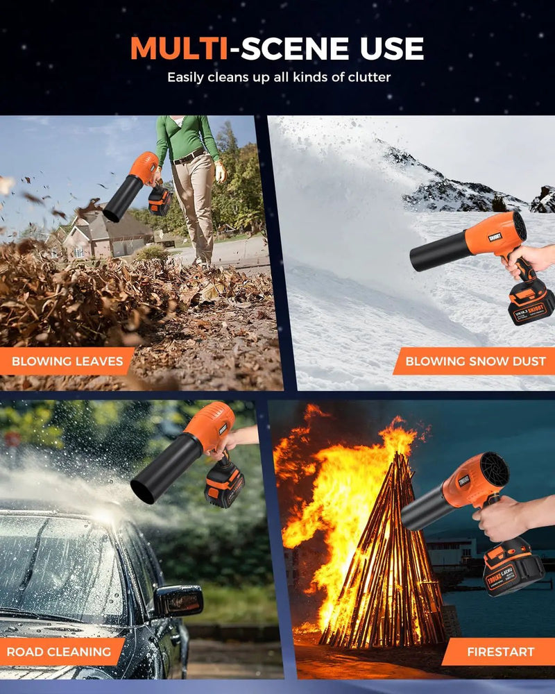 Leaf Blower Cordless with Battery and Charger,800,000 RPM,Extended Nozzle,Lightweight Handheld Design,Blower for Patio Cleaning,car Blowing Water,Blowing Leaves and Dust（ Citrus Orange） by GreenHaven Gardens
