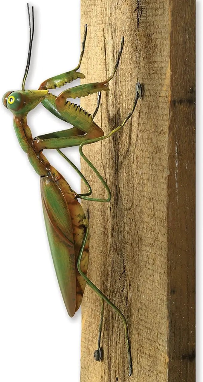 Bits and Pieces - Praying Mantis Tree Hanger - Yard Decorations - Whimsical Tree Sculpture - Outdoor Garden Peeker Tree Hugger Yard Art - 12"x 5"x 3½" by GreenHaven Gardens
