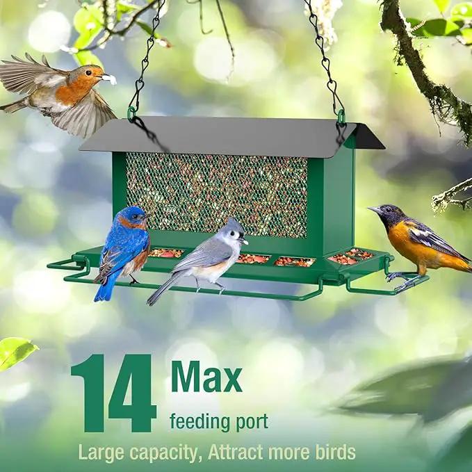 Bird Feeder for Outdoor Hanging, Large Squirrel Proof Birdfeeders w/ 14 Feeding Ports - Heavy Duty Metal Bird Feeders for Outside Hanging, 4 Lb Large Capacity Birdfeeder to Attracting Birds by GreenHaven Gardens