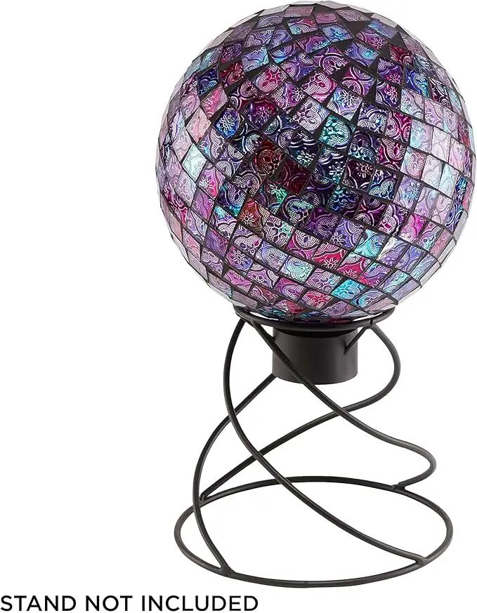 Alpine Corporation 10" Diameter Indoor/Outdoor Glass Mosaic Gazing Globe Yard Decoration, Purple Embossed Tile by GreenHaven Gardens