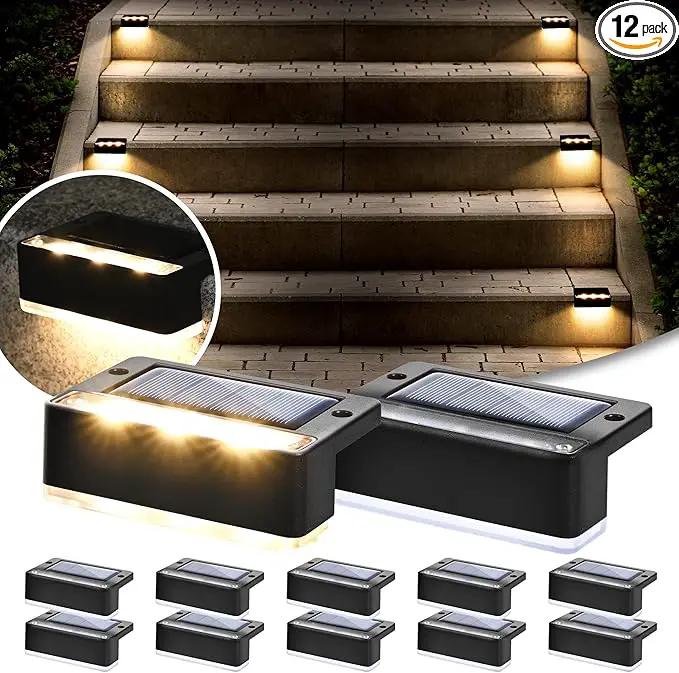 SOLPEX Solar Fence Lights, 6 LEDs Solar Lights Outdoor Waterproof Solar Powered for Deck, Stair, Front Porch, Balcony, Walkway, Garden, Yard, Patio, Pool Decor, IP65 Waterproof (12 Pack, Warm White) by GreenHaven Gardens