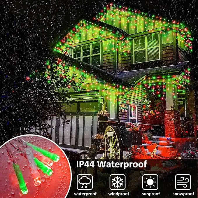 Icicle Lights for Outside, 33FT 400 LED Christmas Lights Outdoor with Waterproof 8 Modes, Plug in Connectable String Twinkle Light for Indoor Roof Window Garden Fence Party Decorations, Red Green by GreenHaven Gardens