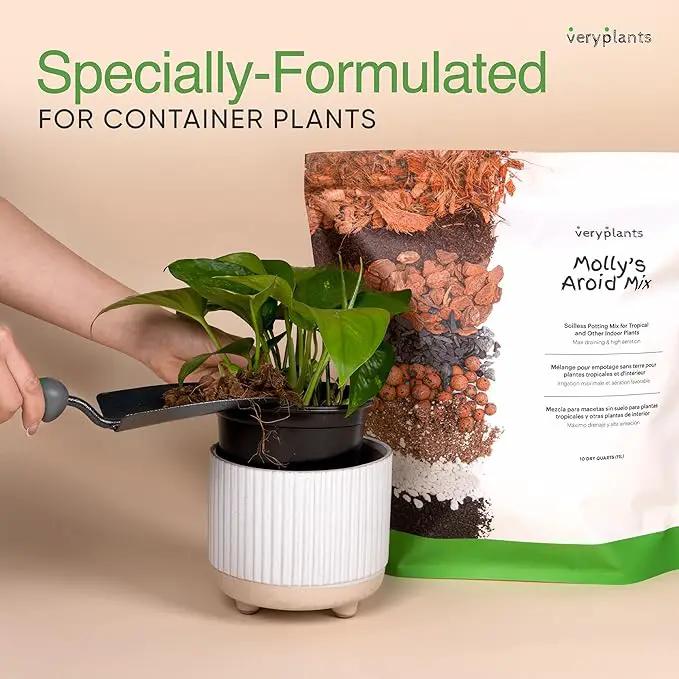 Molly's Aroid Mix - Premium Soilless Chunky Potting Mix for Tropical and Indoor Plants - Contains Orchiata Bark, Coco Chips, Worm Castings, Horticultural Charcoal, Mycorrhizae 5 Dry Quarts by GreenHaven Gardens