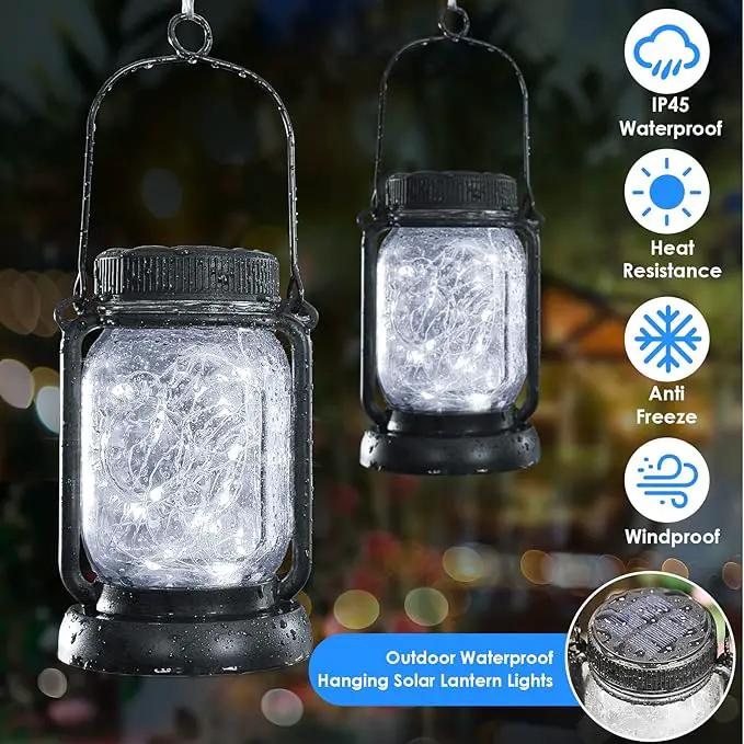 Mlambert Cool White 4 Pack Solar Hanging Mason Jar Lights with Stakes, Waterproof Decorative 30 LEDs Outdoor Solar Lantern Lamp Patio Garden Tree Yard by GreenHaven Gardens