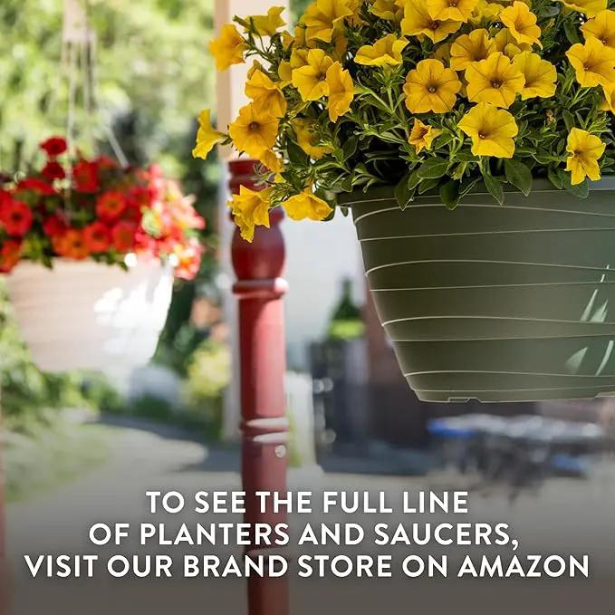 The HC Companies Wrapt Hanging Planters - Lightweight Plant Pot Hanger for Hanging Plants, Vegetables & Herbs - Outdoor & Indoor Hanging Basket for Plants (13" Pepperstone, Pack of 2) by GreenHaven Gardens