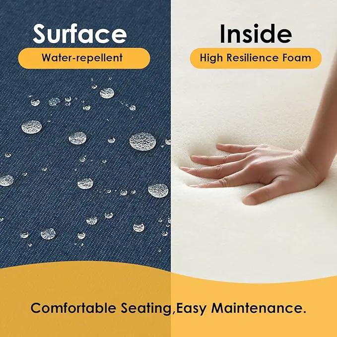 Outdoor Sunbrella Square Corner Seat Cushion, 18.5"x16"x3", Set of 4, Non Slip Seat Cushion Pads with Removable Cover for Patio Furniture, Garden Yard Lawn, Specrtum Indigo by GreenHaven Gardens