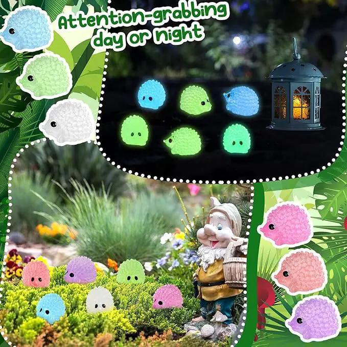 Hiboom 120 Pcs Luminous Mini Hedgehog Figurines Hedgehog Miniature Garden Ornaments Glow in Dark Mini Resin Figures Tiny Animal Figurines Bulk for Garden Micro Landscape Plant Moss DIY Fairy Decor by GreenHaven Gardens