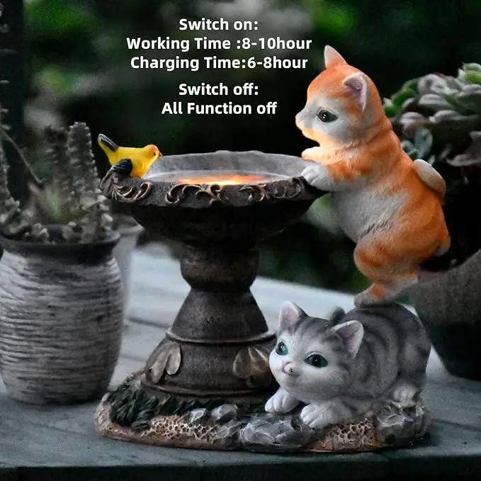 Cat Garden Figurines Outdoor Decor Solar Statue with LED Lights for Patio Lawn Yard Art Decoration Housewarming Garden Gift by GreenHaven Gardens