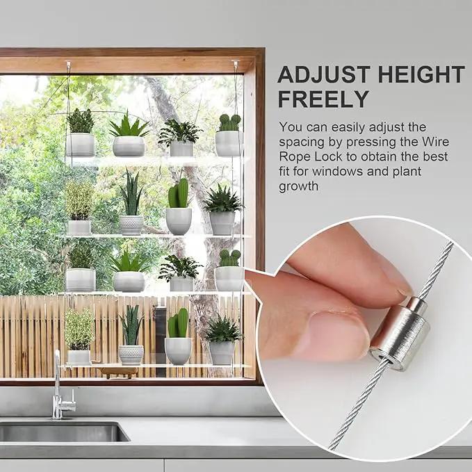 4-Tier Hanging Clear Plant Shelves for Windows, Acrylic Window Wall Plant Stand Shelf for Kitchen Indoor Gardens, Flower, Succulents, Herb, Seedling Organization, and Pots Display, 16 Inch per Tier by GreenHaven Gardens