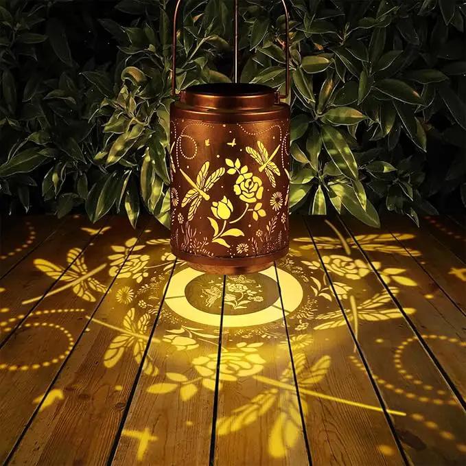 Solar Outdoor Lanterns, Dragonfly Garden Decor LED Light Hanging Waterproof Solar Metal Lantern Birthday Gifts for Women Mon Grandma Sunflower Solar Lights Outdoor Decoration for Patio Pathway Yard by GreenHaven Gardens
