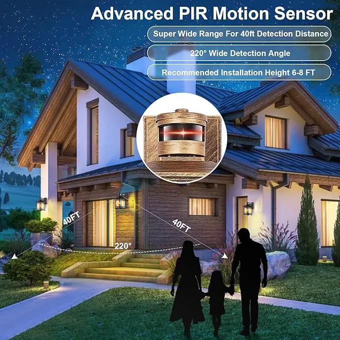 Brown Motion Sensor Outdoor Lights Wall Mount - Dusk to Dawn Exterior Light Fixture for Outside House Porch Patio Garage - Waterproof Lantern with Yard Front Motion Detector by GreenHaven Gardens