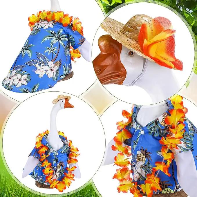 Goose Outfit Yard Porch Goose Clothes Silly Lawn Shirt for 23'' Cement Duck Decorations(Summer) by GreenHaven Gardens