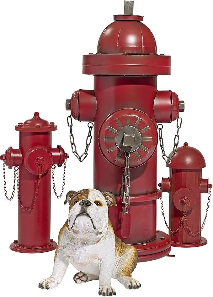 Design Toscano Fire Hydrant Statue Puppy Pee Post and Pet Storage Container, Large 23 Inch, Metal, Full Color by GreenHaven Gardens