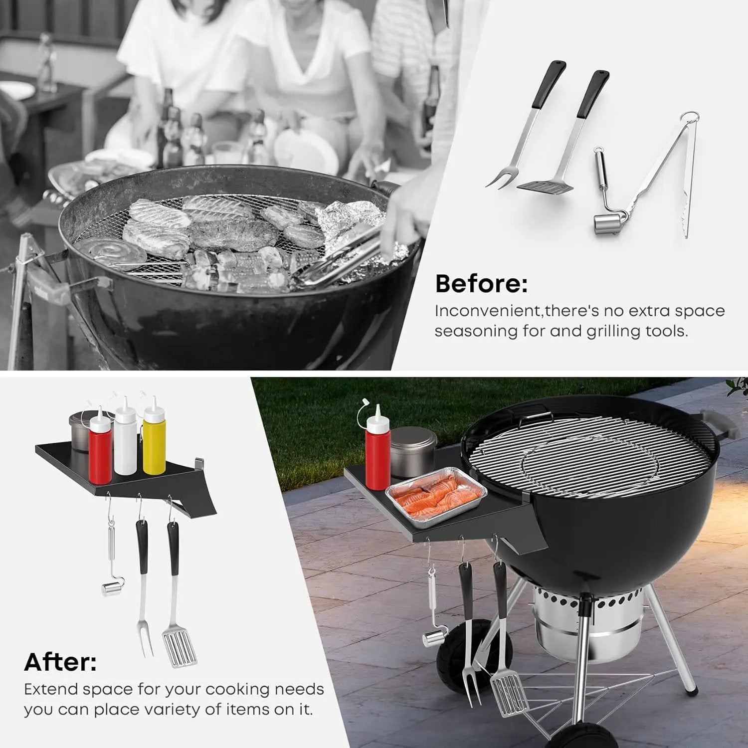 Stanbroil Grill Side Table for 22 Inch Weber Master-Touch & Original Kettle & Original Kettle Premium Charcoal Grills by GreenHaven Gardens