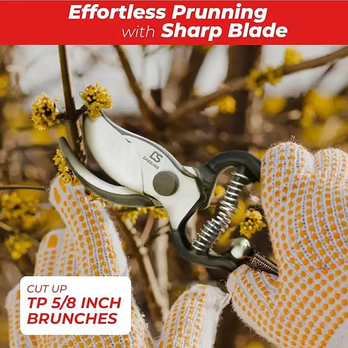 DAESUNG Bypass Pruning Shears For Gardening, Bypass Pruner For Gardening Heavy Duty, Bypass Pruners, Garden Shears Pruning Heavy Duty, with 5/8 Inch Cutting Capacity VGS-001 (Made in Vietnam) by GreenHaven Gardens