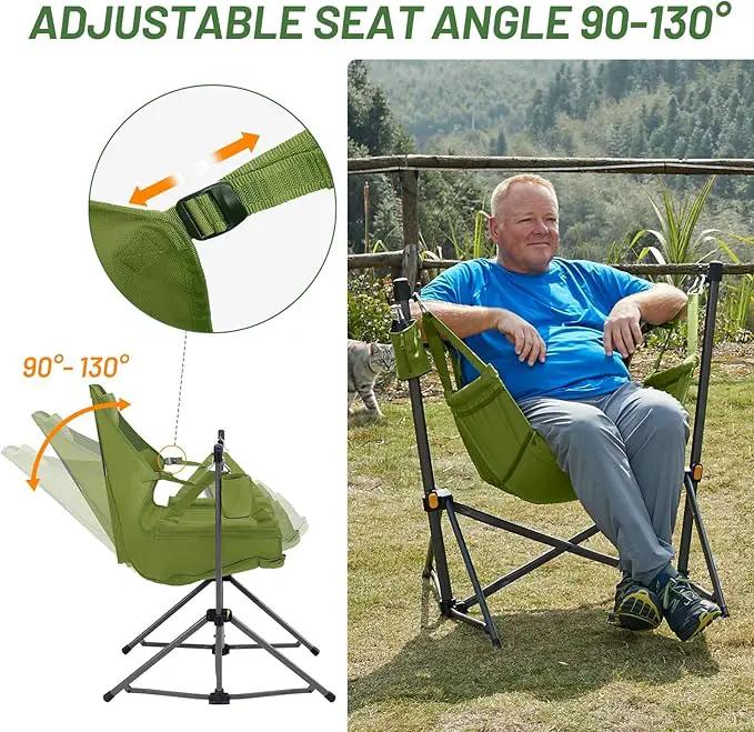 TIMBER RIDGE Hammock Camping Chair with Adjustable Backrest, Heavy Duty Folding Hammock Chair Supports 300lbs, Portable Hammock Chair for Camping, Travelling and Patio, Green 2 Pack by GreenHaven Gardens