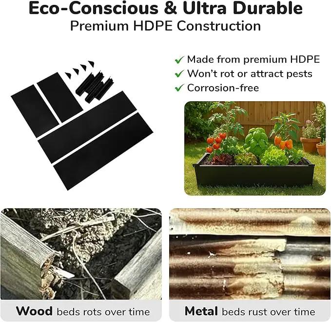 Raised Garden Bed - 2x4 ft Planter Box - Black HDPE - No Tools Needed - DIY Kit for Urban Gardening, Flowers, Herbs & Vegetables - Made in The USA by GreenHaven Gardens
