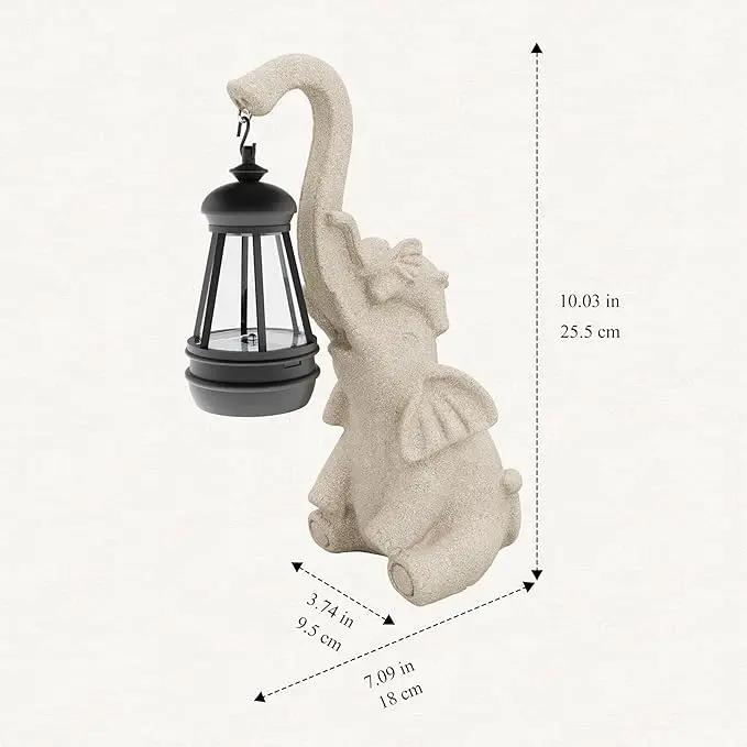 Solar Powered Outdoor Figurine Lights, 10 Inch Waterproof Animal Elephant Statue Light, Suitable for Decorations for Patio, Balcony, Lawn, Courtyard, Etc. (Trunk) by GreenHaven Gardens