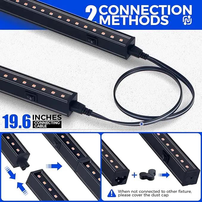 Barrina 1ft Grow Lights for Indoor Plants Full Spectrum, LED Grow Lamp with Black Cover, T5 Grow Light Strip, Under Cabinet Grow Light with Switch Cord, Plug and Play, Linkable, Pinkish White, 4 Packs by GreenHaven Gardens