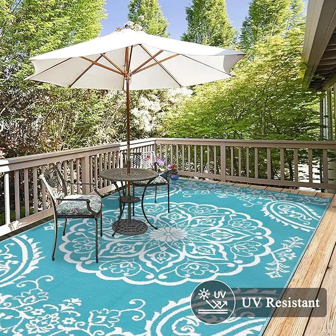 Pauwer Reversible Outdoor Rug, 6'x9', Waterproof Polypropylene Patio Mat, RV, Balcony, Deck, Beach, Picnic by GreenHaven Gardens