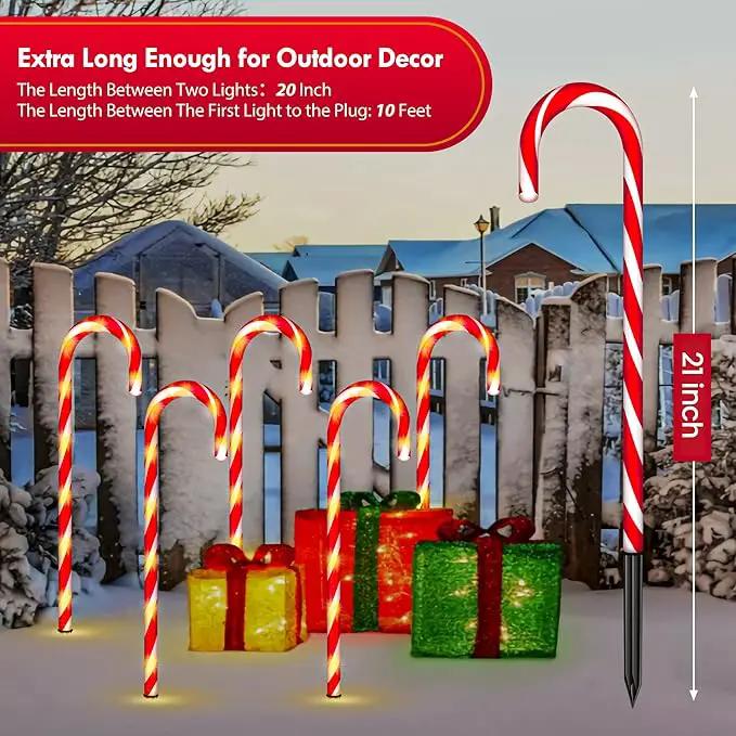 WeGuard 10PK Christmas Candy Cane Pathway Lights Outdoor Decorations 21" 8 Lighting Modes Flashing Waterproof Outdoor Lighted Christmas Decor for Garden Yard (Red) by GreenHaven Gardens