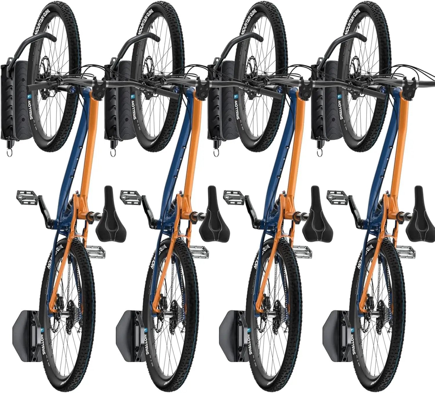 Bike Rack Garage,Bike Wall Mount, 150° Swivel & Space-Saving Vertical Bike Hangers for Storage, Sturdy Bike Stand Holds Up to 66lbs, Easy to Install, 4 Pack by GreenHaven Gardens
