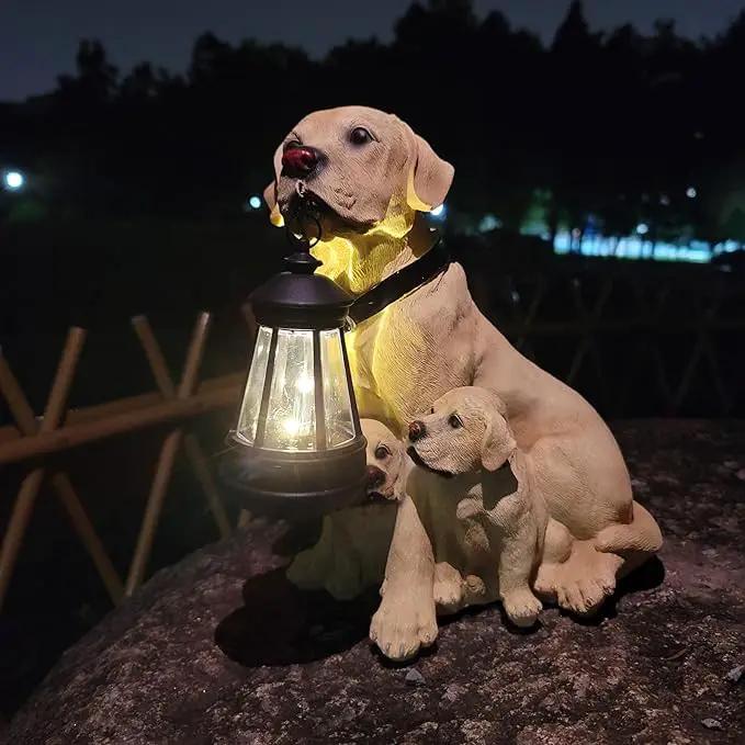 Garden Statues Dog Solar Hanging Light, Courtyard Resin Simulated Handicraft Dog Statue Ornament, Garden Yard Entrance Decoration. by GreenHaven Gardens