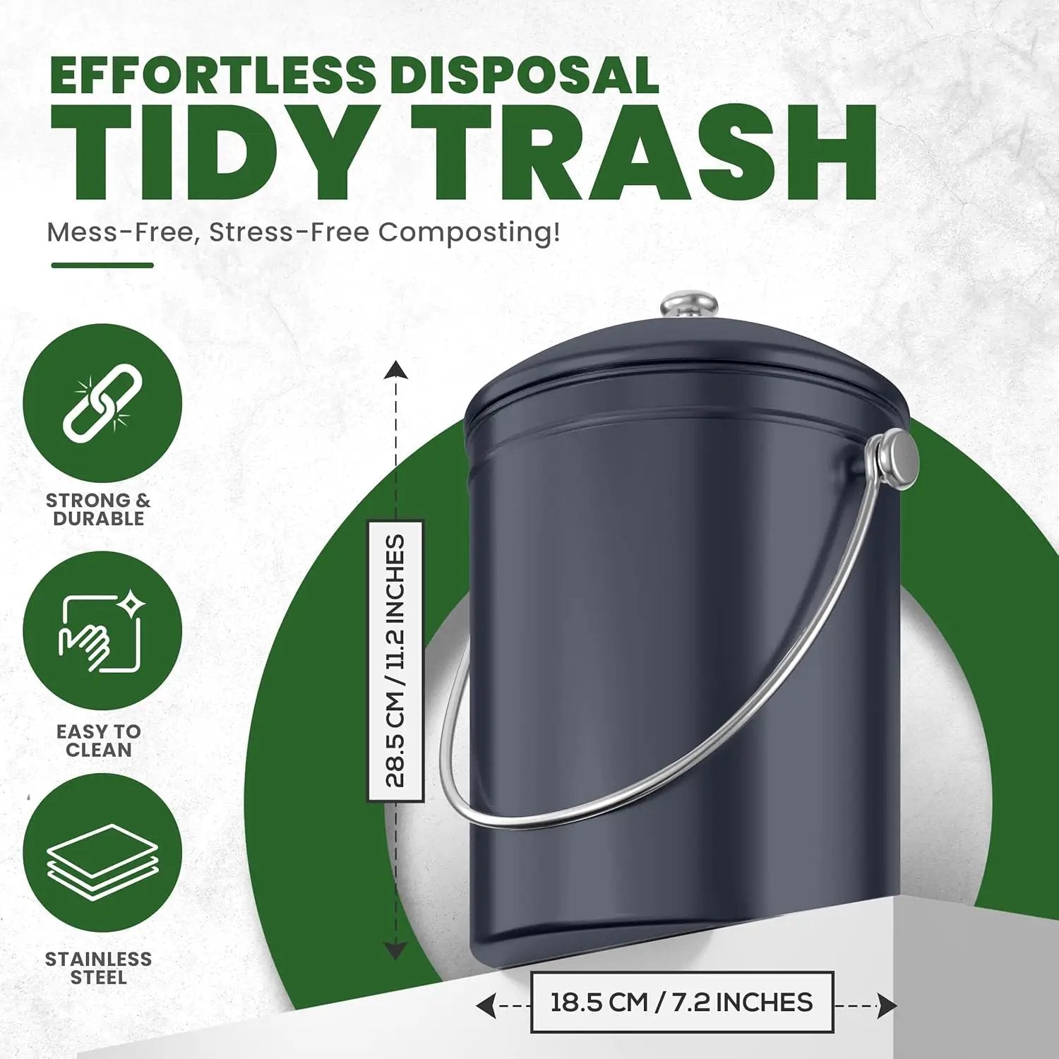 Utopia Kitchen Compost Bin for Kitchen Countertop, 1.3 Gallon Compost Bucket for Kitchen with Lid, Includes 1 Spare Charcoal Filter (Dark Purple) by GreenHaven Gardens