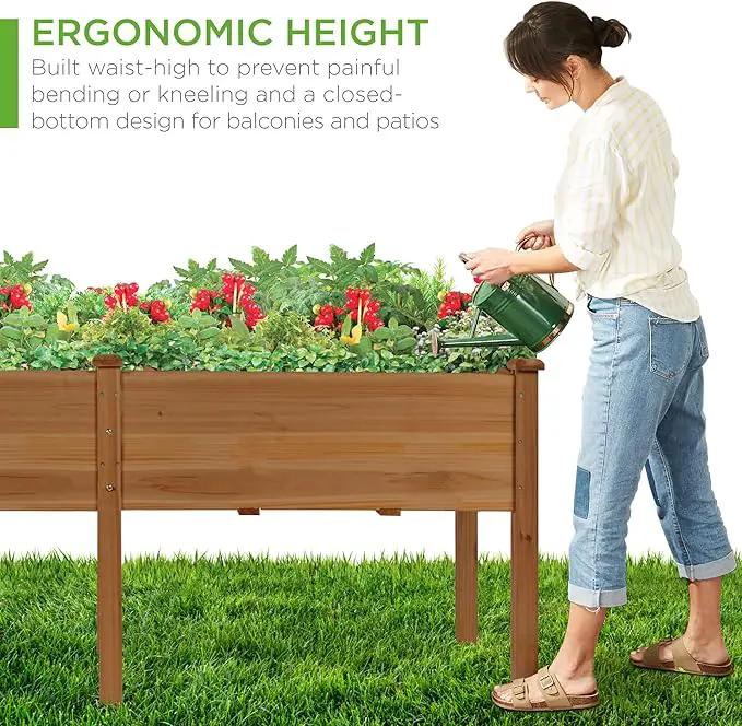 Best Choice Products 72x23x30in Raised Garden Bed, Elevated Wood Planter Box Stand for Backyard, Patio, Balcony w/Divider Panel, 6 Legs, 300lb Capacity - Acorn Brown by GreenHaven Gardens