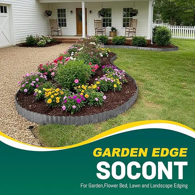 Corrugated Metal Garden Edging, 6"×40Ft Durable Landscape Border for Garden, Lawn, Flower Beds and Paver Edging (Gun Silver) by GreenHaven Gardens