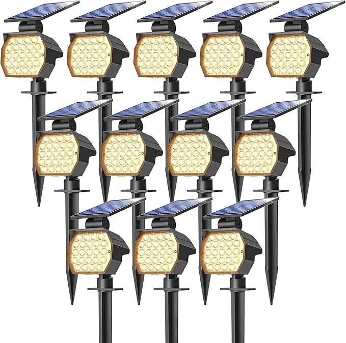 NIORSUN Solar Spot Lights Outdoor,23 LEDs Landscape Lighting with Auto On/Off and 3 Lighting Modes, IP67 Waterproof Spotlights,Outdoor Solar Lights for Yard Garden,12 Pack(Warm White) by GreenHaven Gardens