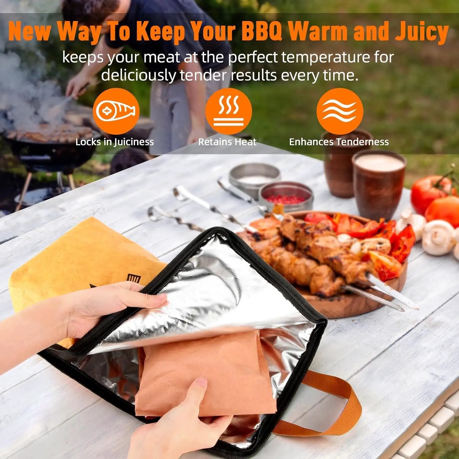 BBQ Blanket for Resting Meat,Smoker Meat Resting Blanket, Reusable Smoker Grilling Meat Insulated Resting Bag with Wide Mouth for Large Brisket/Beef/Pork Shoulders/Turkeys (BBQ Blanket 15in) by GreenHaven Gardens