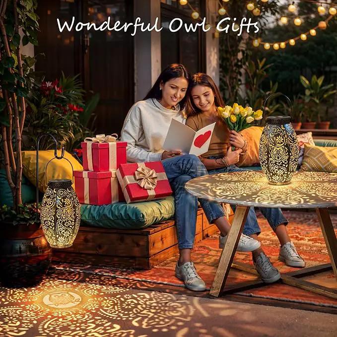 2Pack Owl Solar Outdoor Lanterns Waterproof, Large Decorative Garden Solar Lights for Table, Patio, Yard, Lawn Ornaments, Birthday Mothers' Day Gifts for Mom Dad ( Antique Bronze) by GreenHaven Gardens