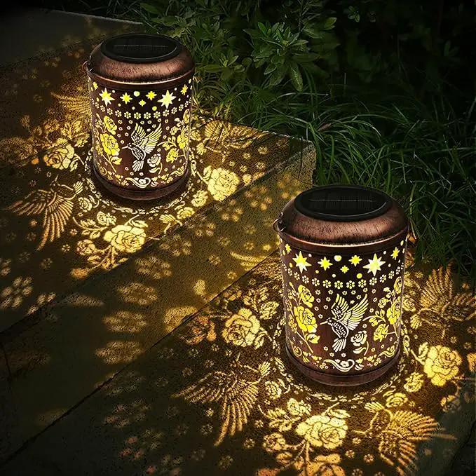 Kaixoxin Solar Garden Decor Metal Lantern Hummingbird Table Lamp Bronze Outdoor Dercoration Great Gift for Women Mon Grandma Hanging Lights for Patio Courtyard Garden by GreenHaven Gardens