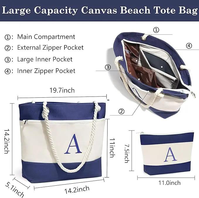YOOLIFE Beach Bags for Women - Initial Tote Waterproof Bag with Makeup Bag, Mothers Day Gifts for Women Mom Friend Birthday by GreenHaven Gardens