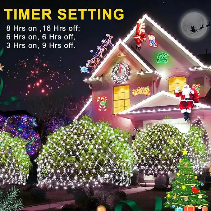 KNONEW Christmas Net Lights 360 LEDs 13ft x 9.8ft Outdoor Mesh Lights Connectable Waterproof 8 Modes & Timer Plug-in Net Fairy Lights for Bushes Garden Party Wedding Holiday,Cool White by GreenHaven Gardens