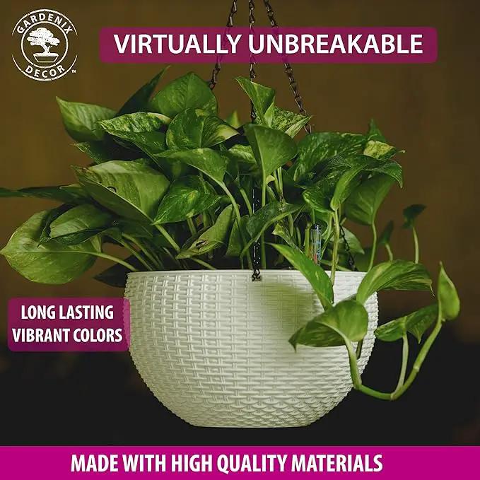 GARDENIX DECOR 11'' Self Watering Hanging planters for Indoor Plants - Flower Pot with Water Level Indicator for Plants, Hanging pots - Self Watering Planter Plant Pot-Coco Coir- Round 1 Pack - White by GreenHaven Gardens