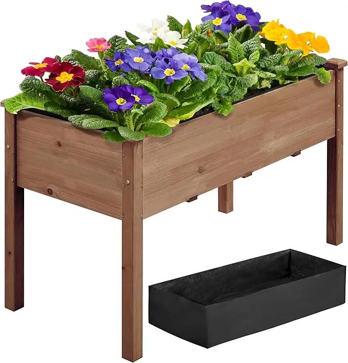 Yaheetech 1pc Raised Garden Bed 48x24x30in Elevated Wooden Horticulture Planter Box with Legs Standing Growing Bed for Gardening/Backyard/Patio/Balcony, Dark Brown by GreenHaven Gardens