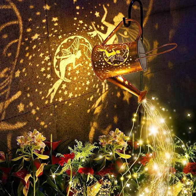 Big Solar Lanterns Outdoor Waterproof, Moon Fairy Watering Can Garden Decor,Hanging Solar Lights Yard Art, Outside Patio Decorations Gardening Birthday Gifts for Mom Grandma Women with Shepherd Hook by GreenHaven Gardens