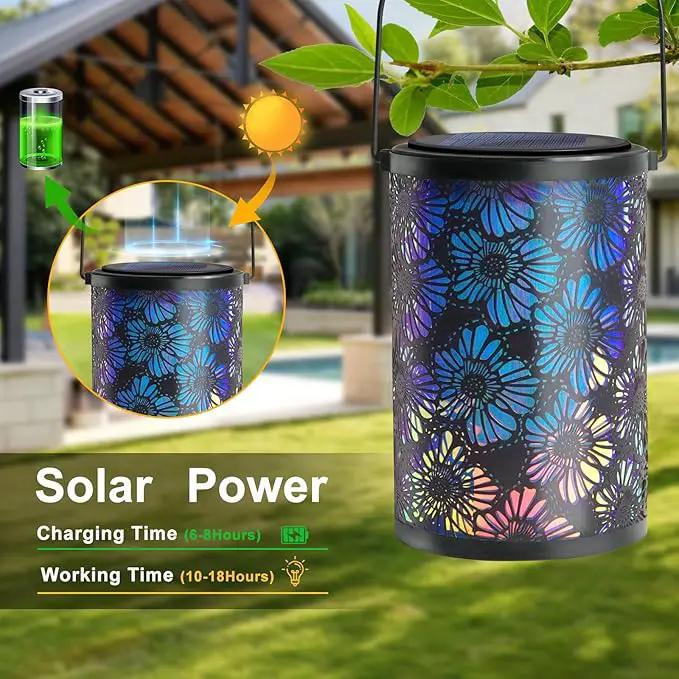 Solar-Powered Iron Art Lantern - Two Lighting Modes Waterproof Hanging Ambiance Lighting for Gardens & Patios, Perfect as Decorative Gift Housewarming Gift Mom Gifts (Leaf) by GreenHaven Gardens