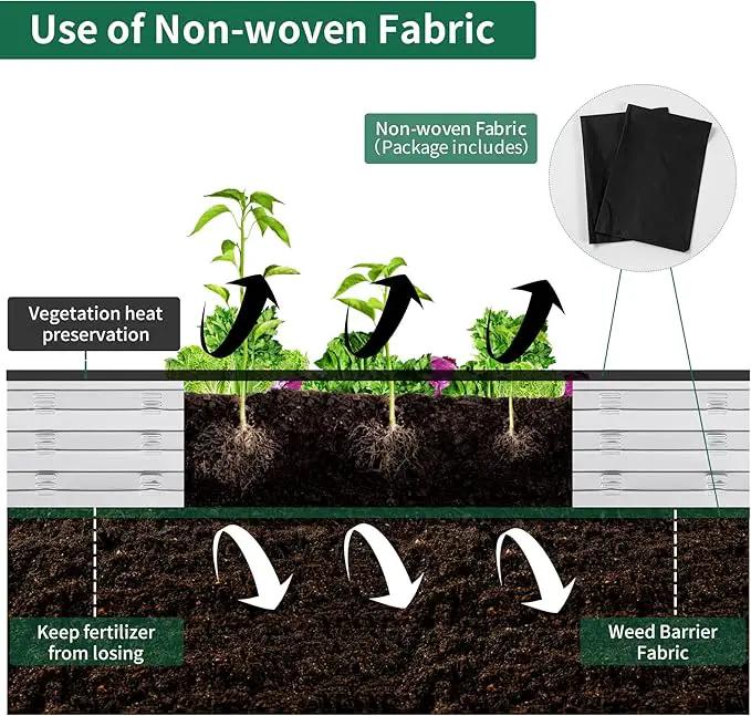 POTEY Galvanized Raised Garden Bed 2Pcs, Metal Planter Boxes Outdoor for Vegetables Flowers Herb, Oval Large Planter Raised Beds Kit with Weed Barrier Fabric and Soil Ventilation Holes (5.7L*1.7W FT) by GreenHaven Gardens