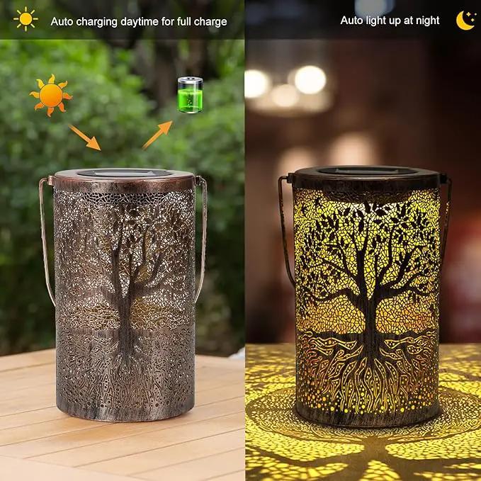 Solar Lanterns Outdoor Waterproof,Hanging Solar Tree of Life Lights Garden Decor,Gardening Birthday Gifts for Women Mom Grandma,Metal Hollowed-Out Lanterns for Yard,Patio,Backyard,Porch by GreenHaven Gardens