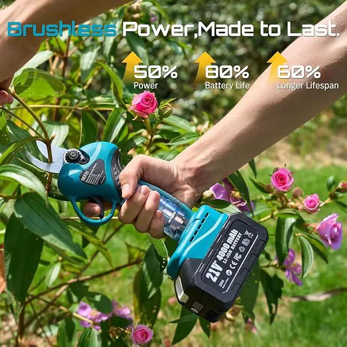 Seesii 2-in-1 Cordless Electric Pruning Shears with Pole, 15Ft Reach, 1.2" Cutting Diameter, 21V 2x 4000mAh Batteries, Battery Powered Tree Pruner with Brushless Motor for Efficient Branch Trimming by GreenHaven Gardens