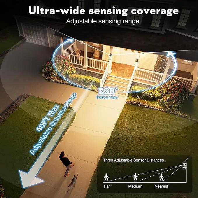 VIANIS Dusk to Dawn Motion Sensor Outdoor Porch Lights, Modern Black Exterior Porch Light Fixtures Wall Mount, Anti-Rust Aluminum Waterproof Wall Lantern With Tempered Ripple Glass For Garage Entryway by GreenHaven Gardens