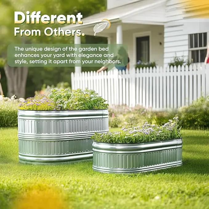 KING BIRD Raised Garden Bed Kit 2025 Upgraded Modular DIY Galvanized Planter Garden Box Outdoor for Gardening, Vegetables, Flowers, Elegant Roman Column Design, 47x24x24 in, Silver by GreenHaven Gardens