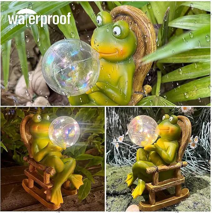 Funoasis Garden Outdoor Frog with Solar Powered Lamp Unique Gifts for Mom Outside Decor for Lawn Balcony Home Ornaments by GreenHaven Gardens