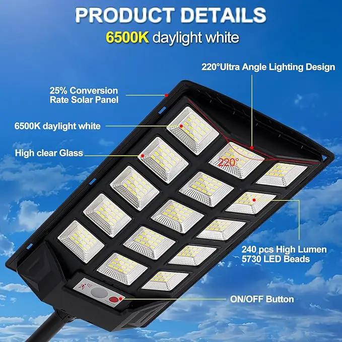 Solar Lights Outdoor,IP66 Waterproof Solar Street Lights with Motion Sensor & Remote,6500K Dusk to Dawn Flood Light for Parking Lot/Yard/Garden (4 Pack) by GreenHaven Gardens