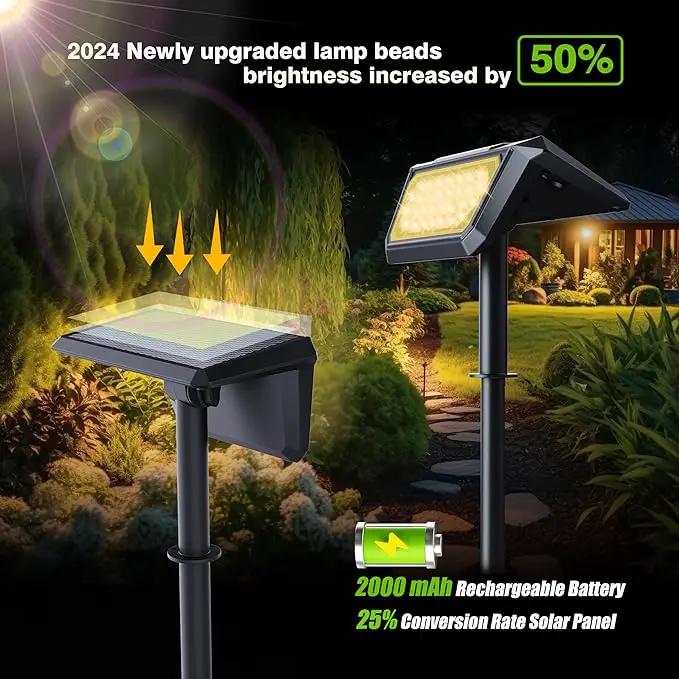 Solar Spot Lights Outdoor, [30 LEDs] High Brightness Long Range Landscape Lighting, [800LM2 Mode Adjustment] Led Outdoor Lights Solar Powered for House Garden Walkway (Warm 2packs) by GreenHaven Gardens